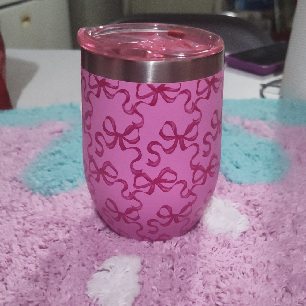 Pink Bow Patterned Tumbler